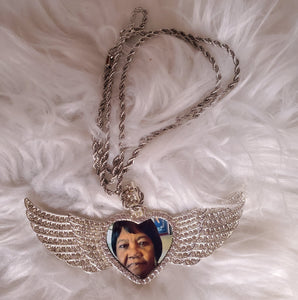Heart Shaped Angel Wing Necklace (Various Colors)